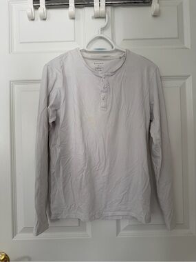 Celio Long-Sleeve Henley Shirt - White